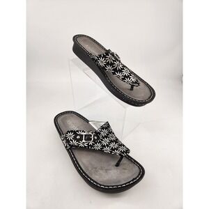 Alegria Vanessa Sandals Women 40 Black White Daisy Floral Leather Comfort